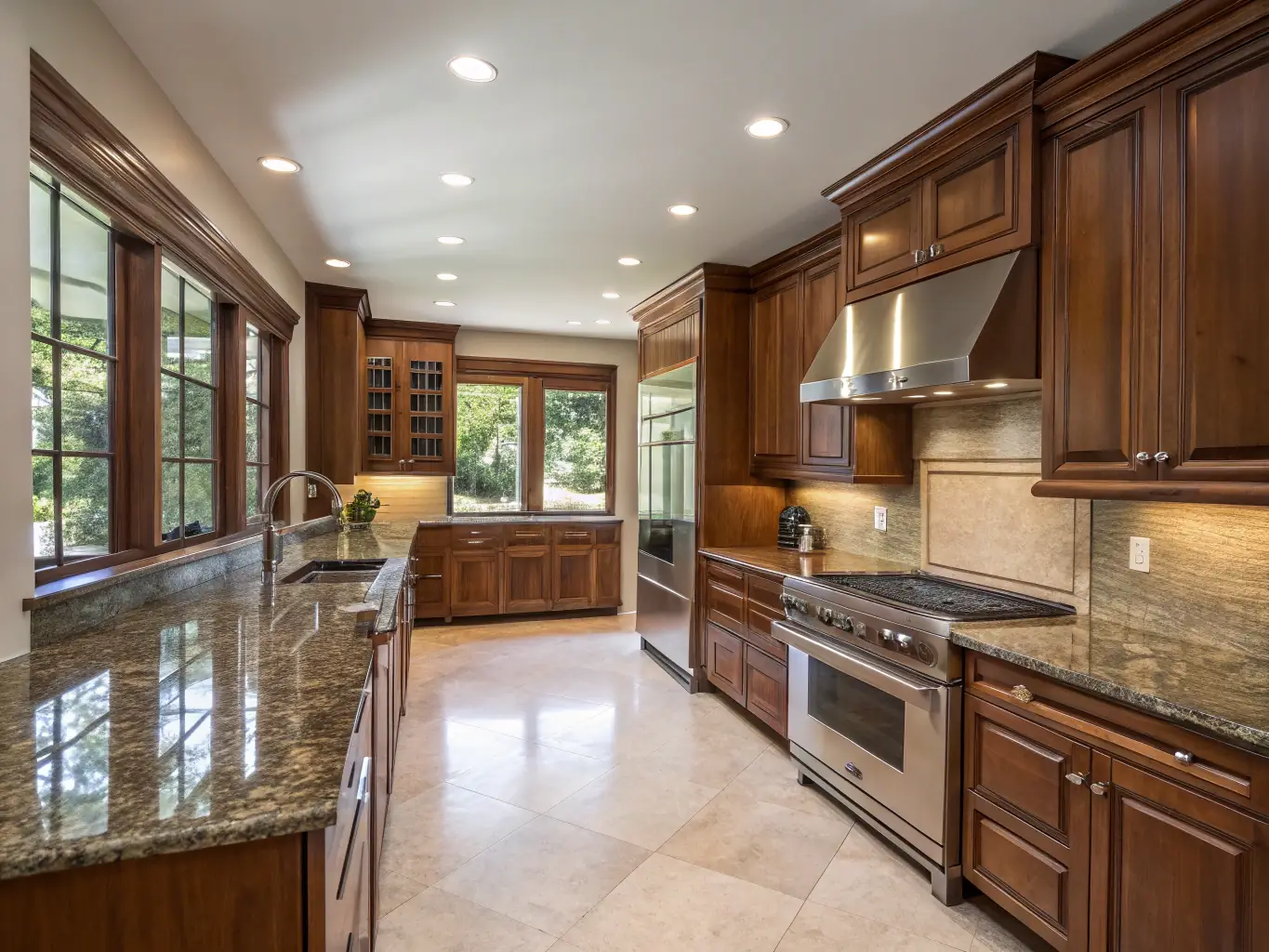 A beautifully renovated kitchen with modern appliances, demonstrating Vanderpool Construction Service's expertise in home renovations.